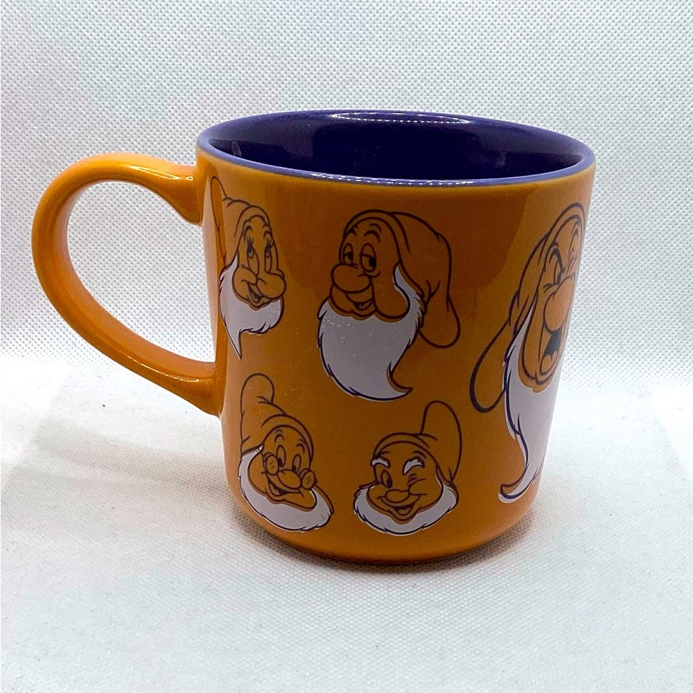 $10 Deals! 7 Dwarfs "Off To Work Crew" Orange Disney Coffee Mug Tea Cup 16 Oz